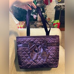 Naraya purple quilted bow purse